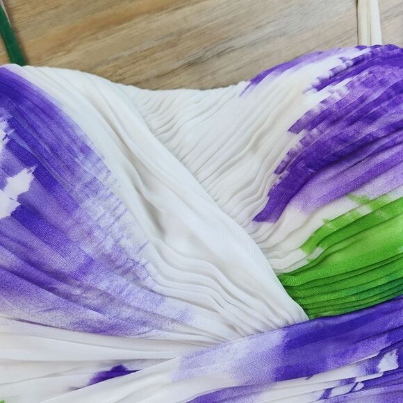 🔸️Dave & Johnny White, Purple, & Blue Floral Sleeveless Dress Size 13/14 - Picture 7 of 15